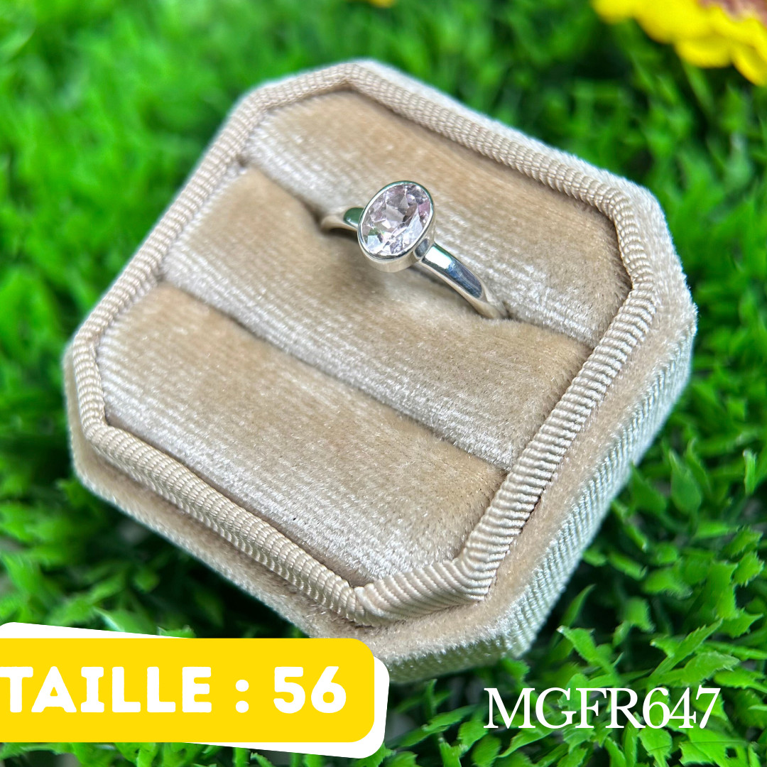 Bague solitaire Argent Morganite