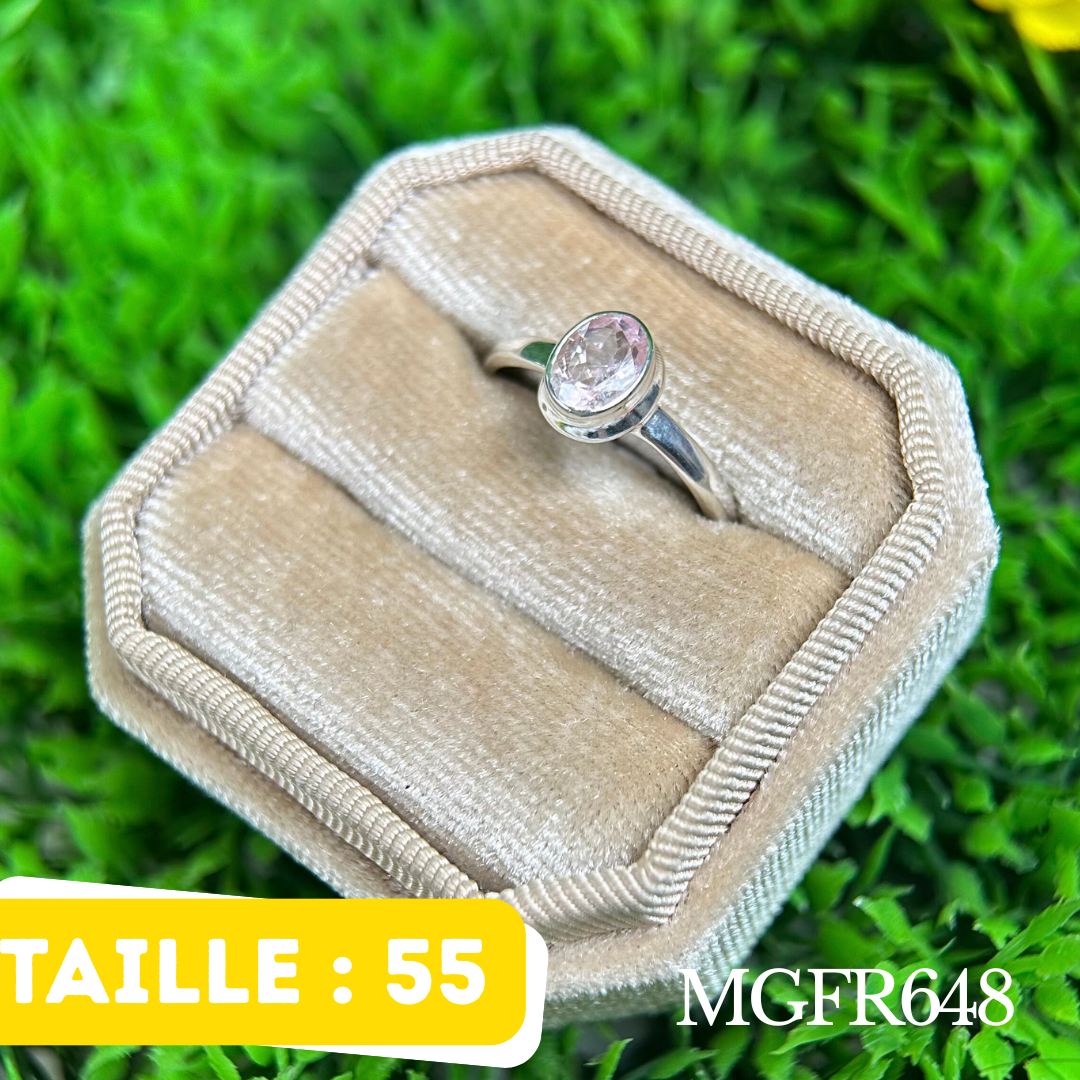 Bague solitaire Argent Morganite
