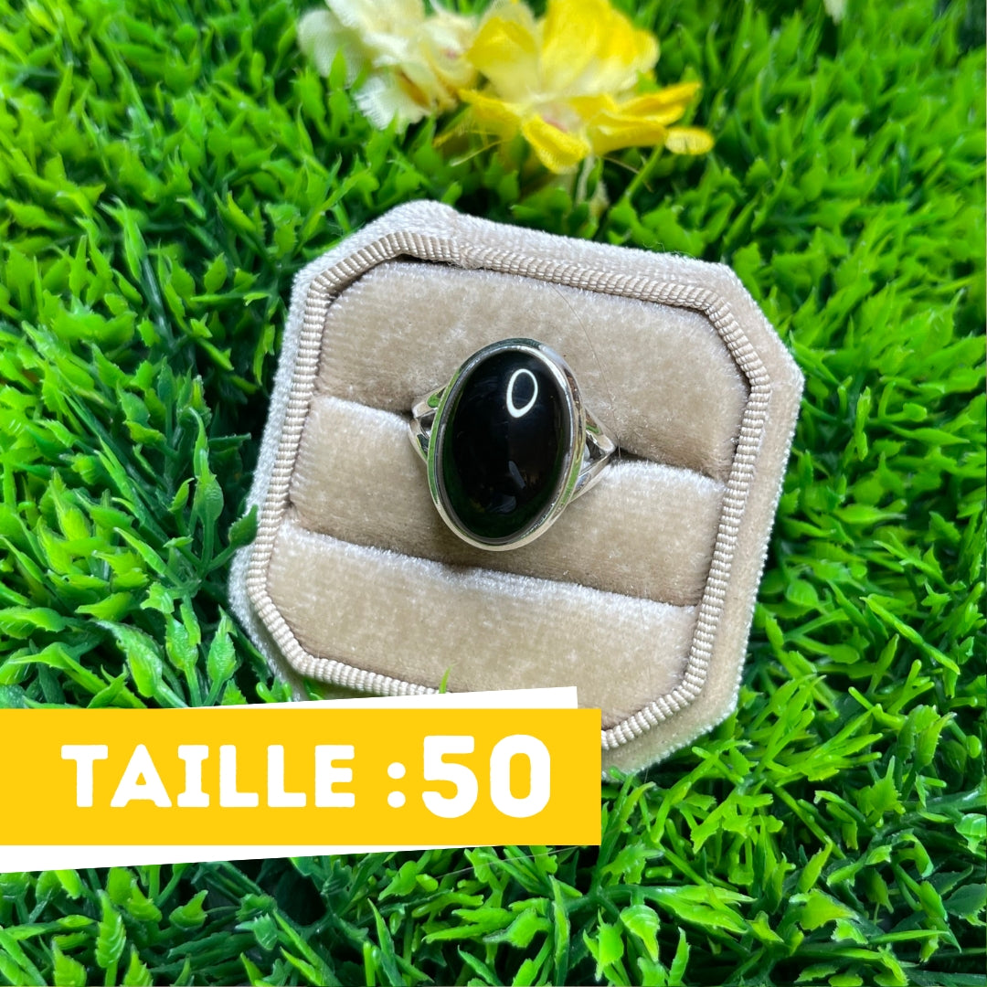 Bague Argent 925 Avec Onyx - Taille 54, 9,31g, Occasion, Sans Marque