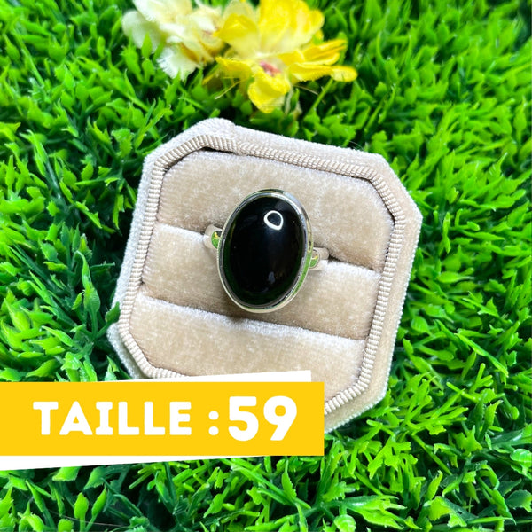 Bague Grande Taille En Onyx ? - Pierre 2,2 Cm - Occasion - Poinçon 8