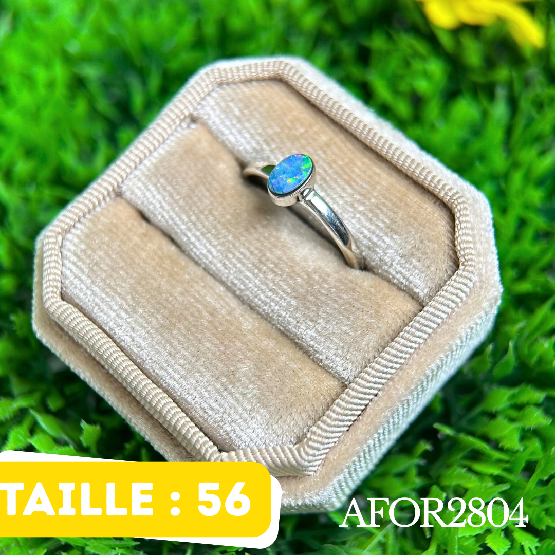 Bague argent solitaire Opale Australienne