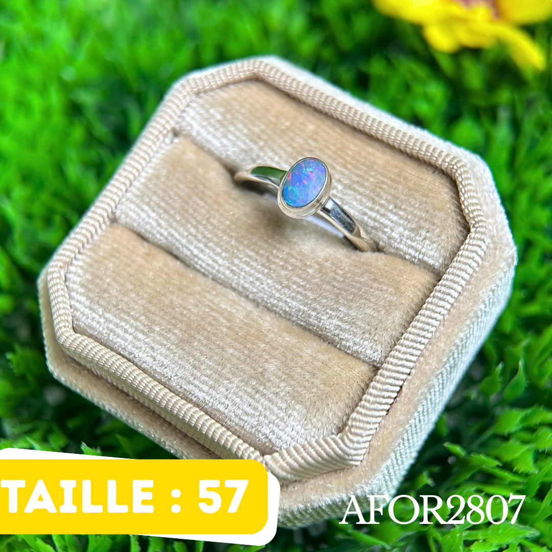 Bague argent solitaire Opale Australienne