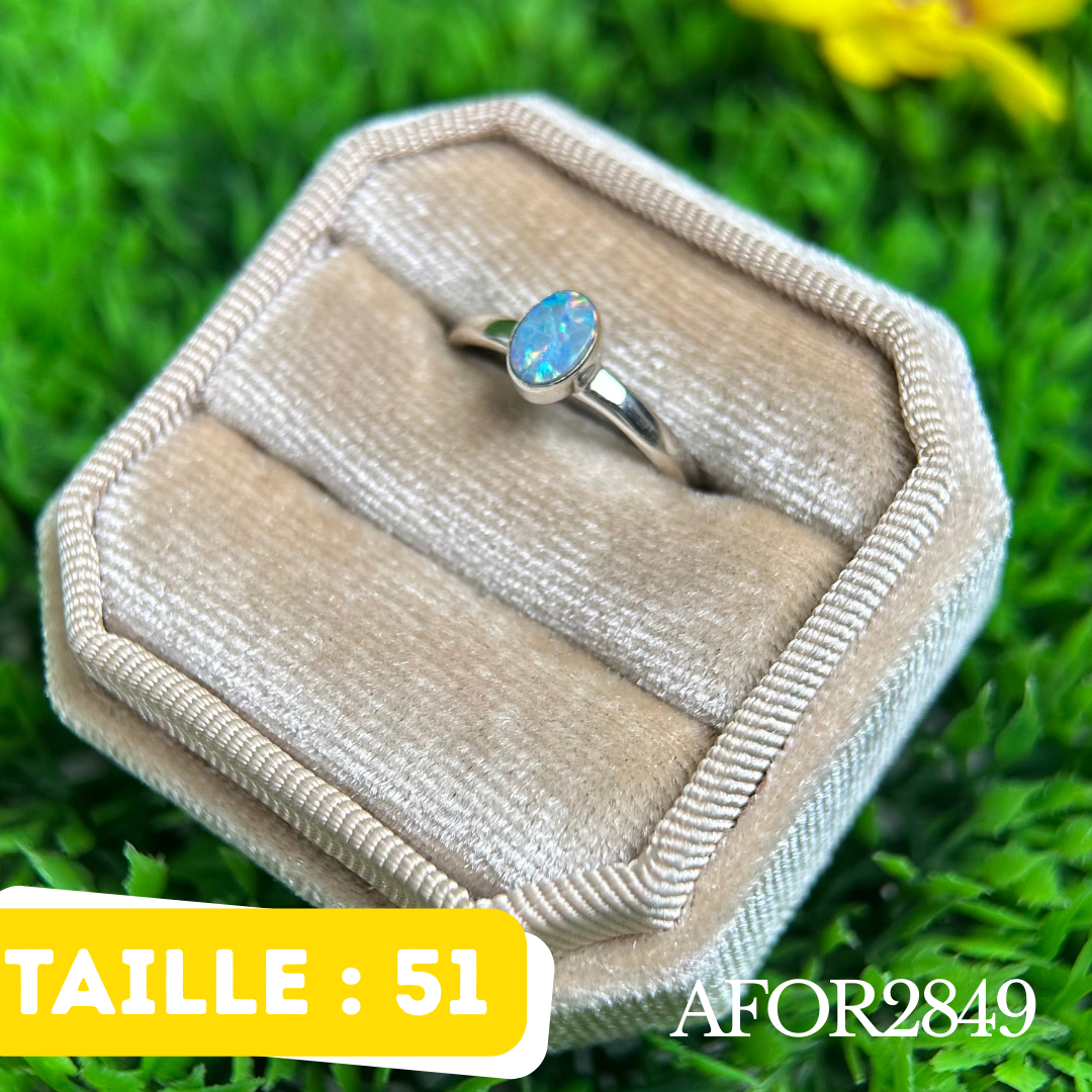 Bague argent solitaire Opale Australienne
