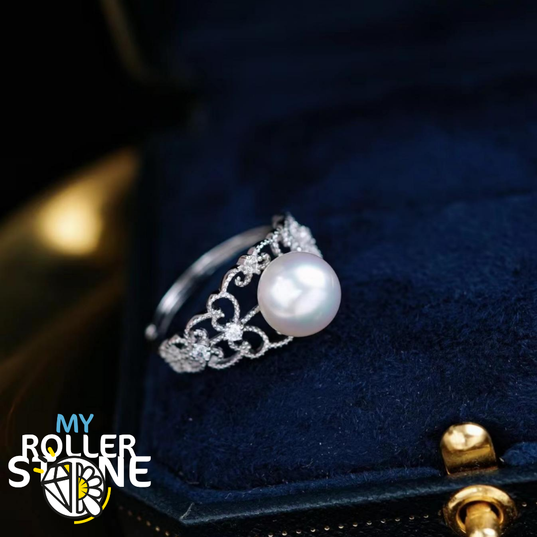 Bague Perle de Culture Argent 925 Dentelle - Or