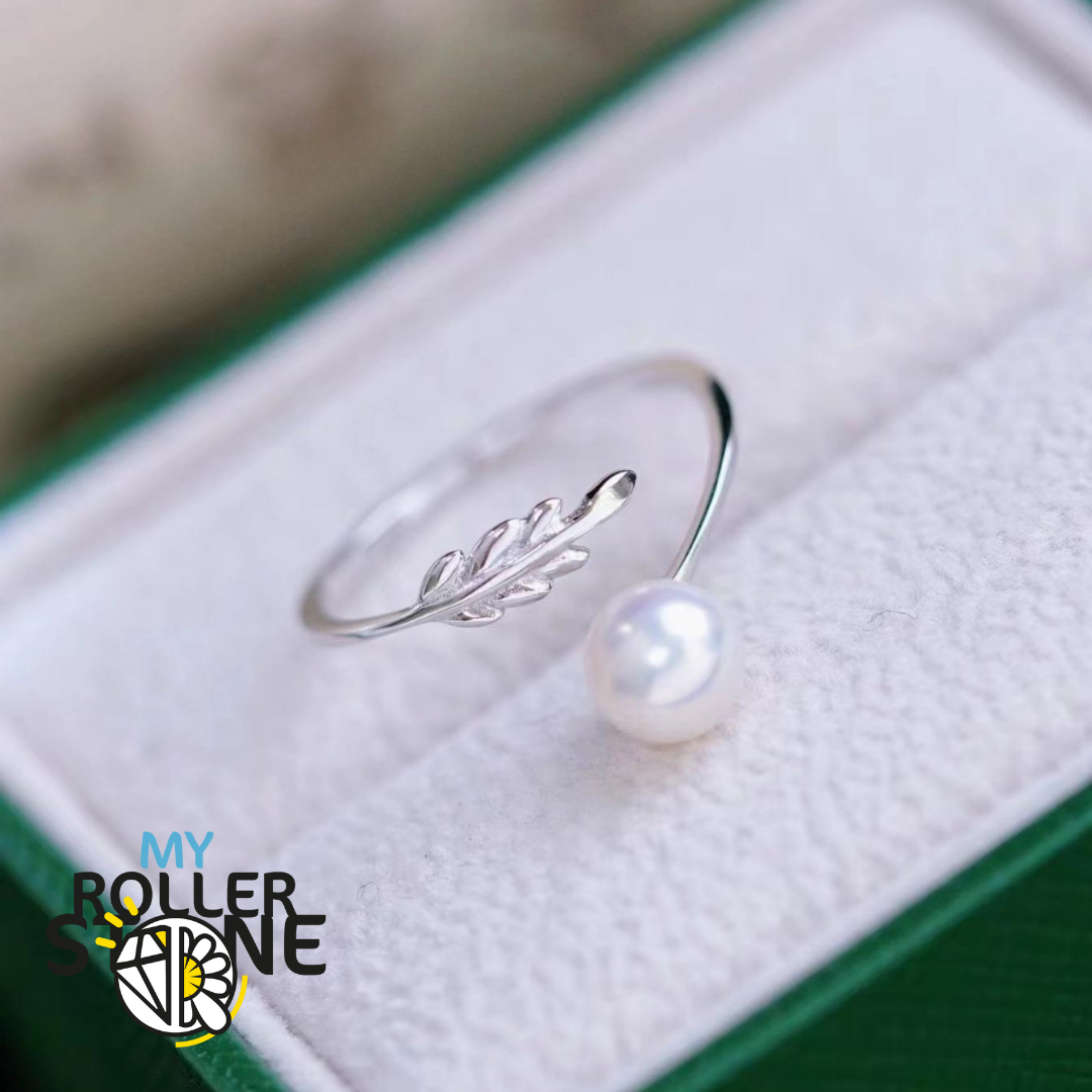 Bague Perle de Culture Argent 925 Feuille - Argent