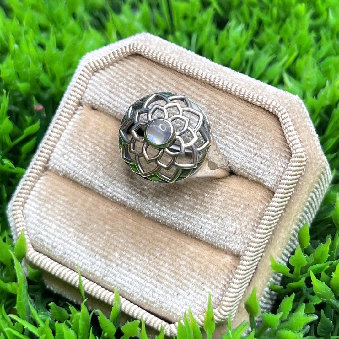 Bague Argent 925 Pierre de Lune Blue Fire #40