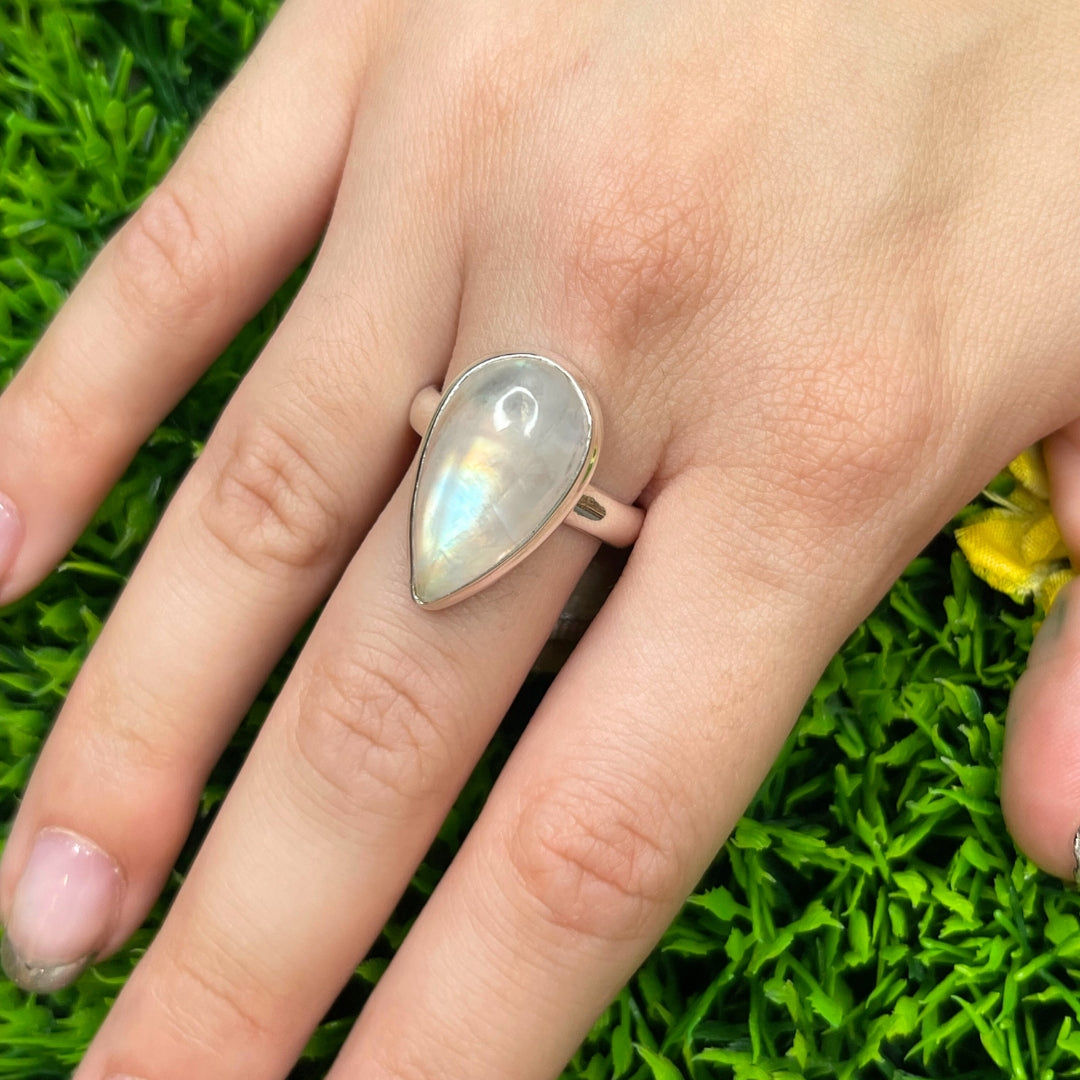 Bague Pierre de Lune Blue Fire #56 Bague Argent Pierre de Lune