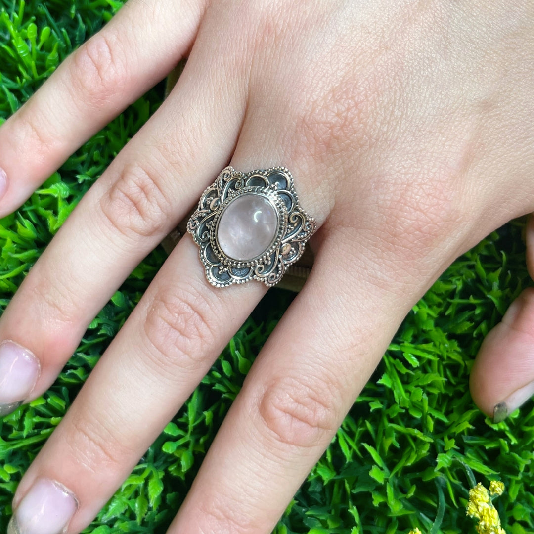 Bague Quartz Rose Argent #9
