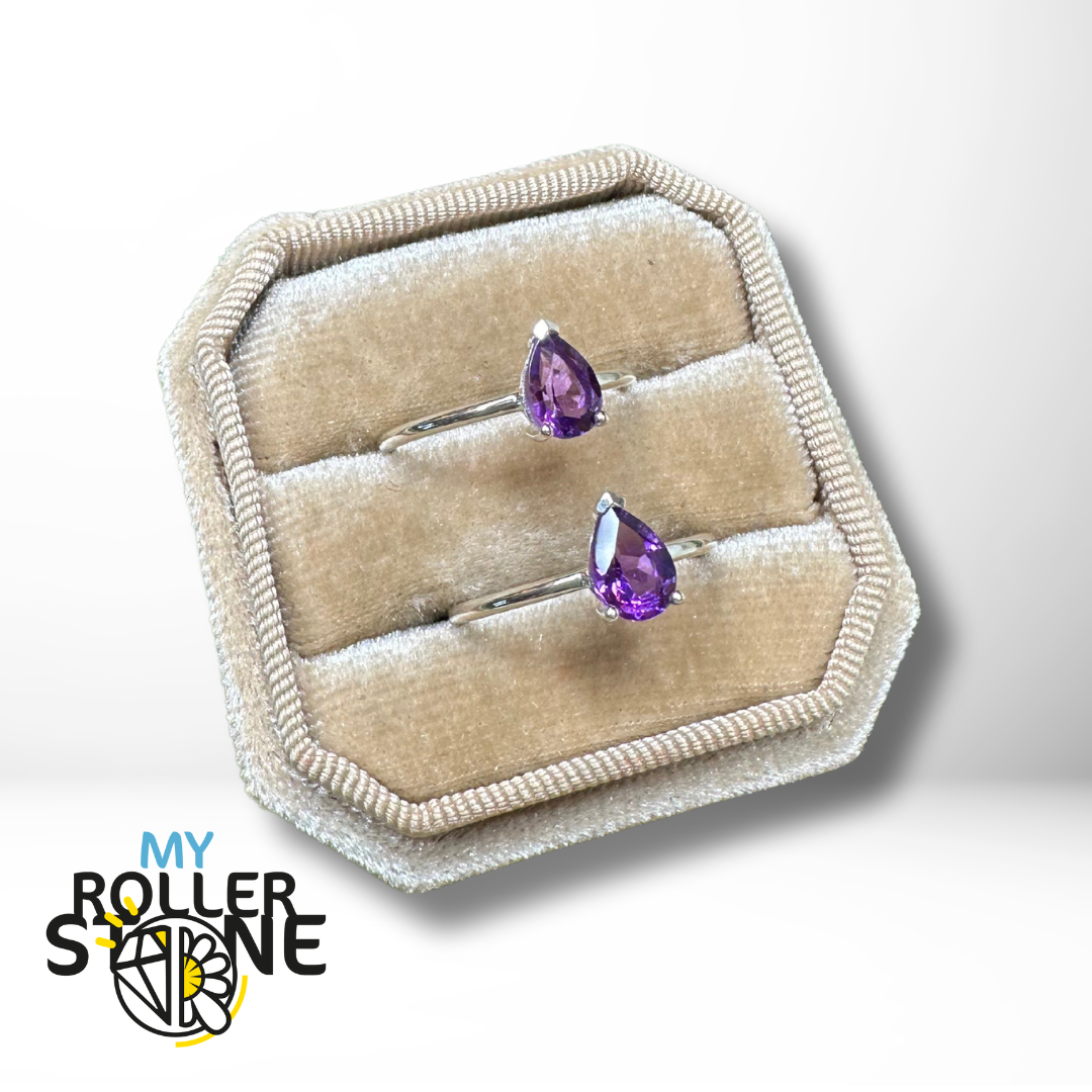 Bague Solitaire Améthyste - Couleur Argent - Taille 56 - Occasion état Neuf