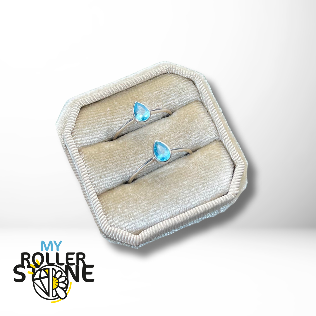 Bague Solitaire Apatite néon Goutte (3 tailles) - Bagues