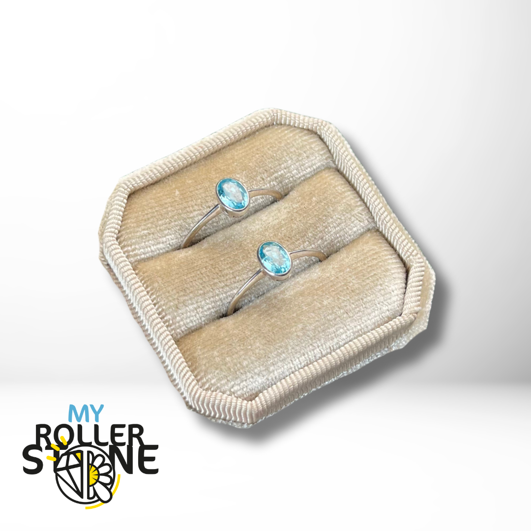 Bague Solitaire Apatite néon Ovale (2 tailles) - Bagues