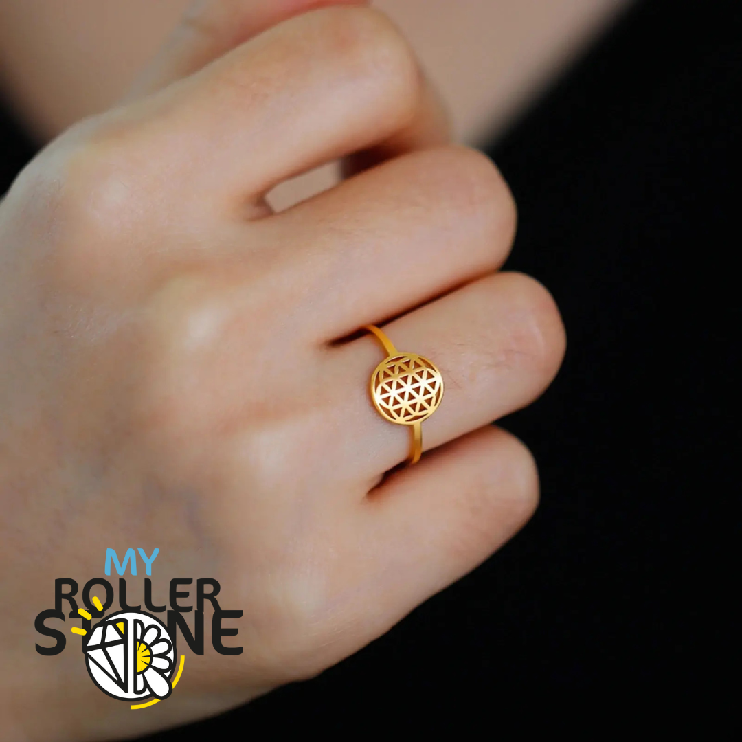 Bague Fleur de Vie acier
