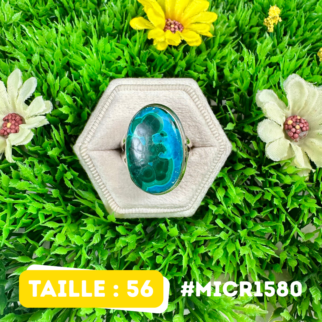Bague Malachite Chrysocolle Argent 925 #MICR1580