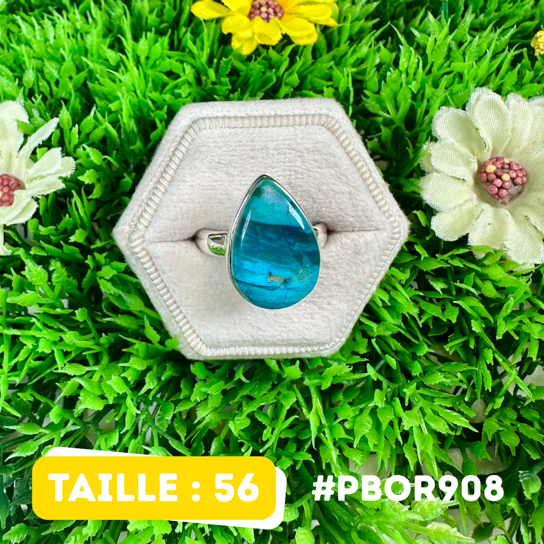 Bague Opale Bleue du Pérou Argent 925 #PBOR908