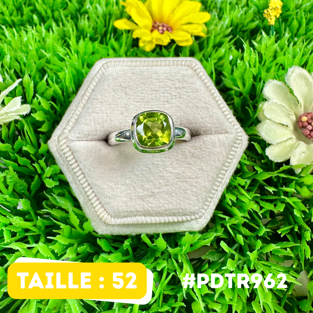 Bague Argent 925 Péridot facetté #PDTR962