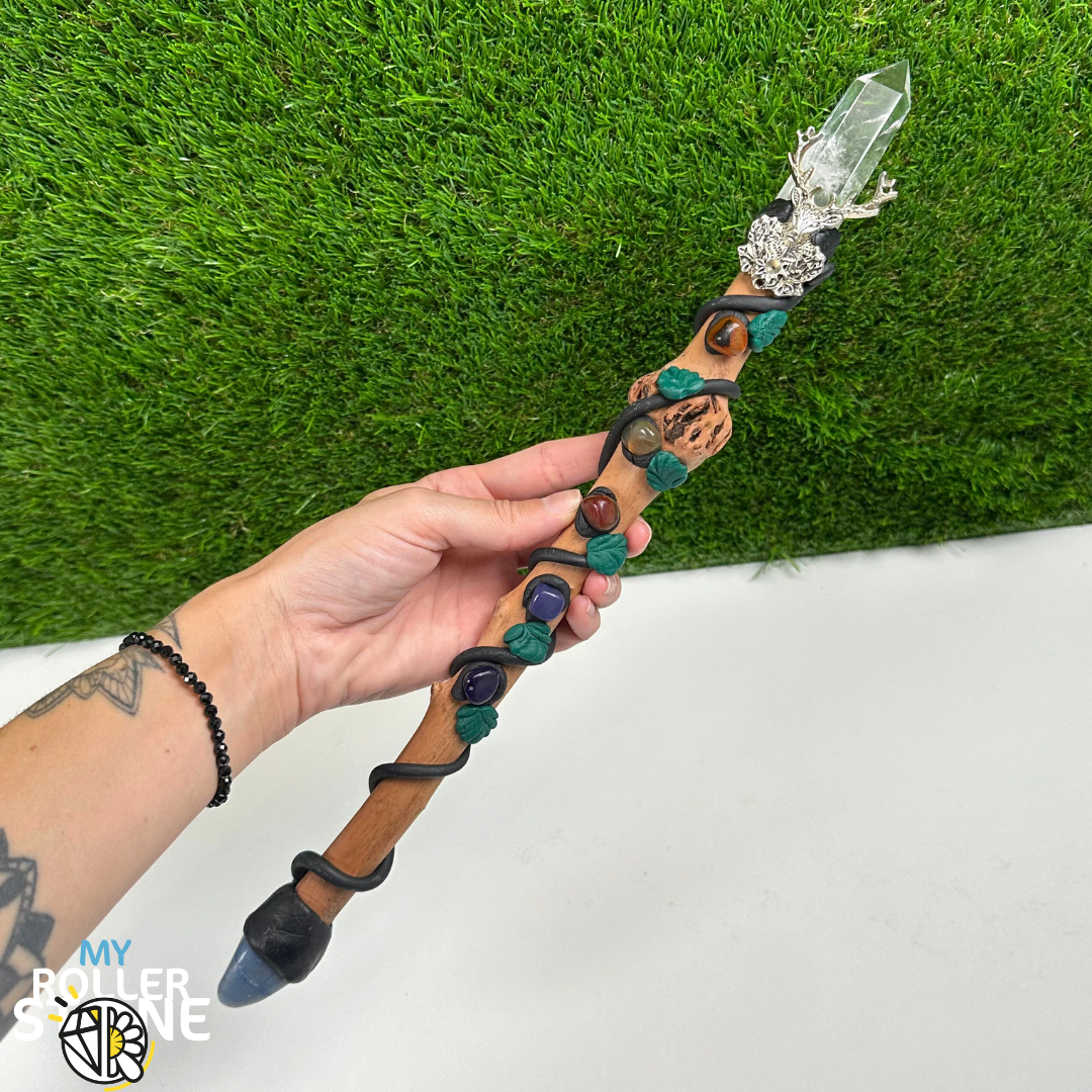 Baguette Magique Cristal de Roche et Aventurine Bleue