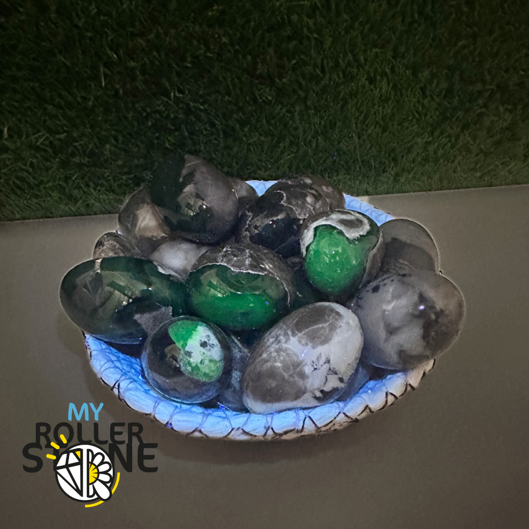 Pierre Roulée En Agate Volcanique Fluo
