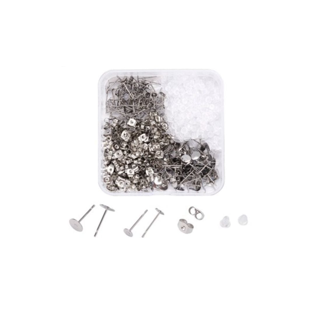 Boucle d’oreille en acier avec coussin plat - Accessoires pour bijoux