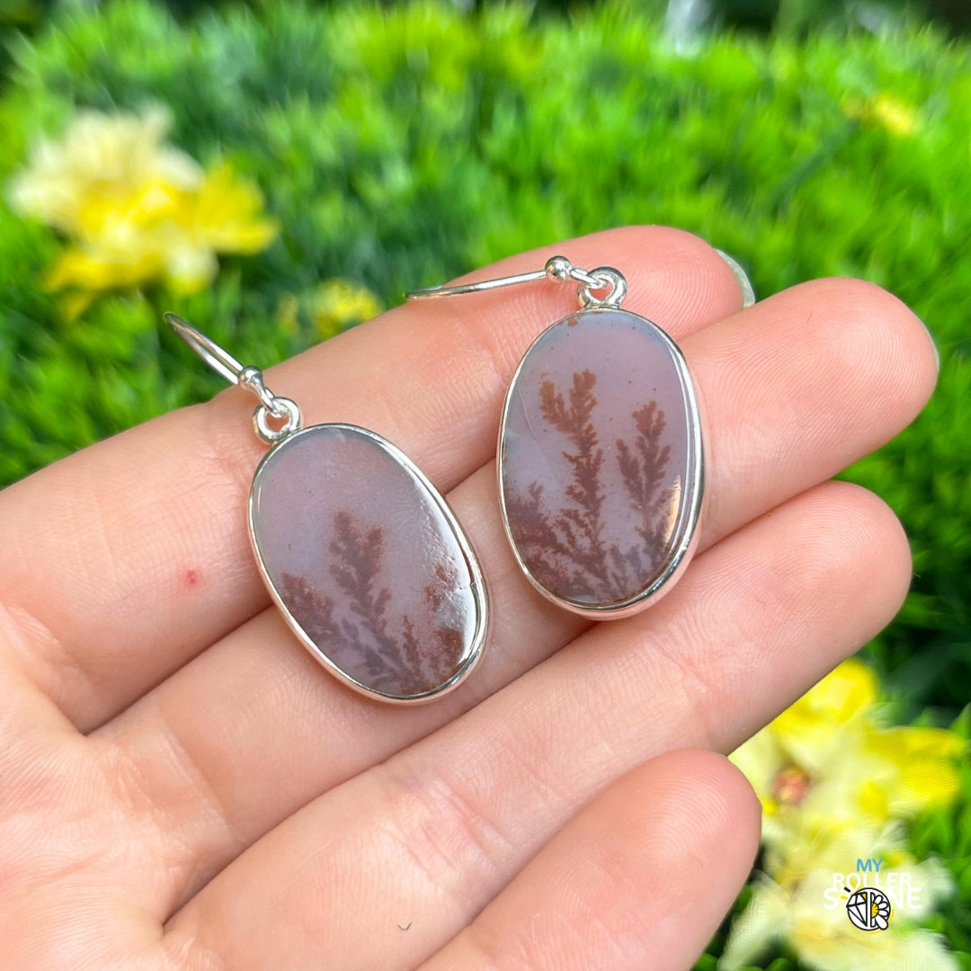 Boucles d'Oreilles Agate Dendrite Scénique #2