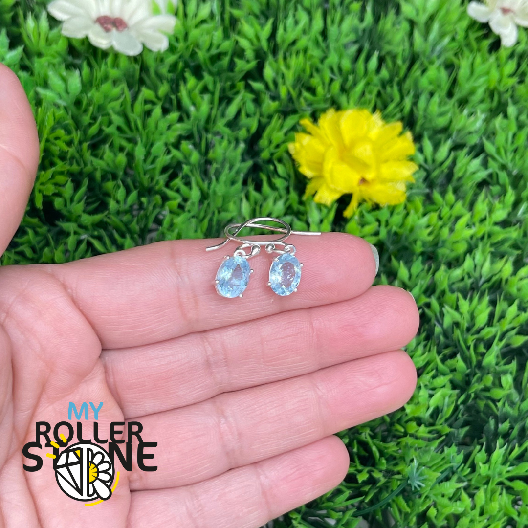 Boucles d’oreilles Argent 925 Aigue-Marine #A1 - Boucles d’oreilles