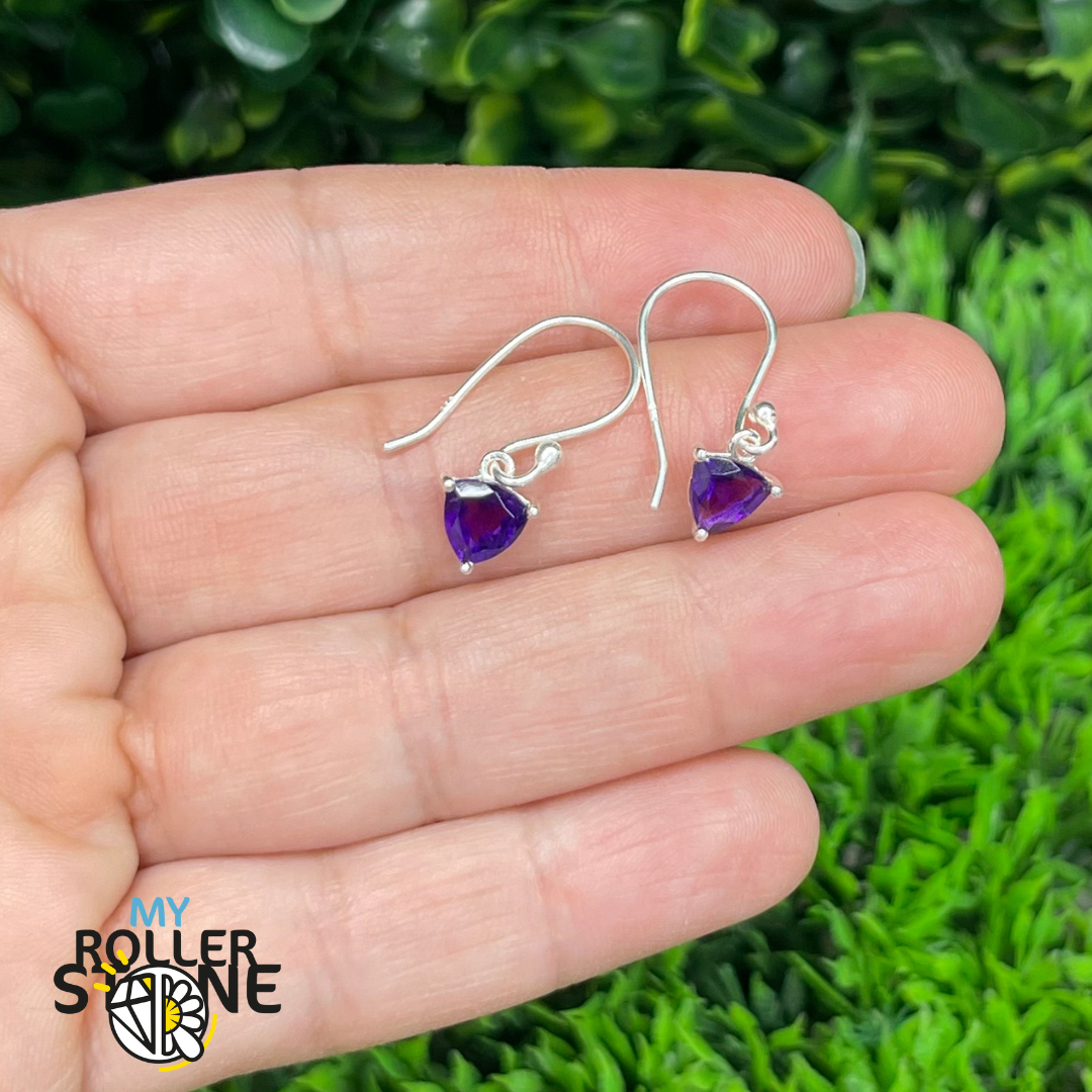 Boucles d’oreilles Argent 925 Améthyste Trillon - Boucles d’oreilles