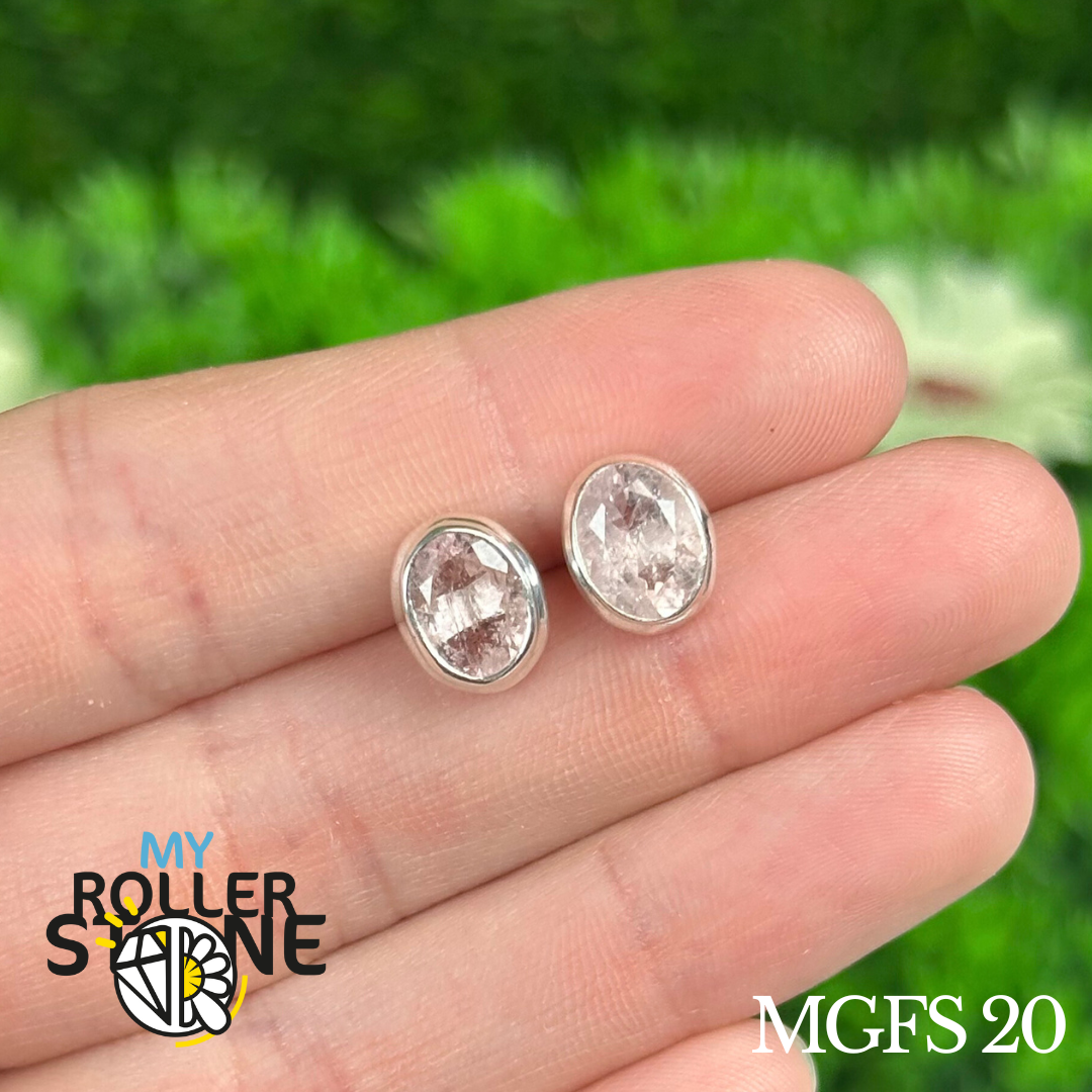 Boucles d’oreilles Argent 925 Morganite #MGFS 20 - Boucles d’oreilles