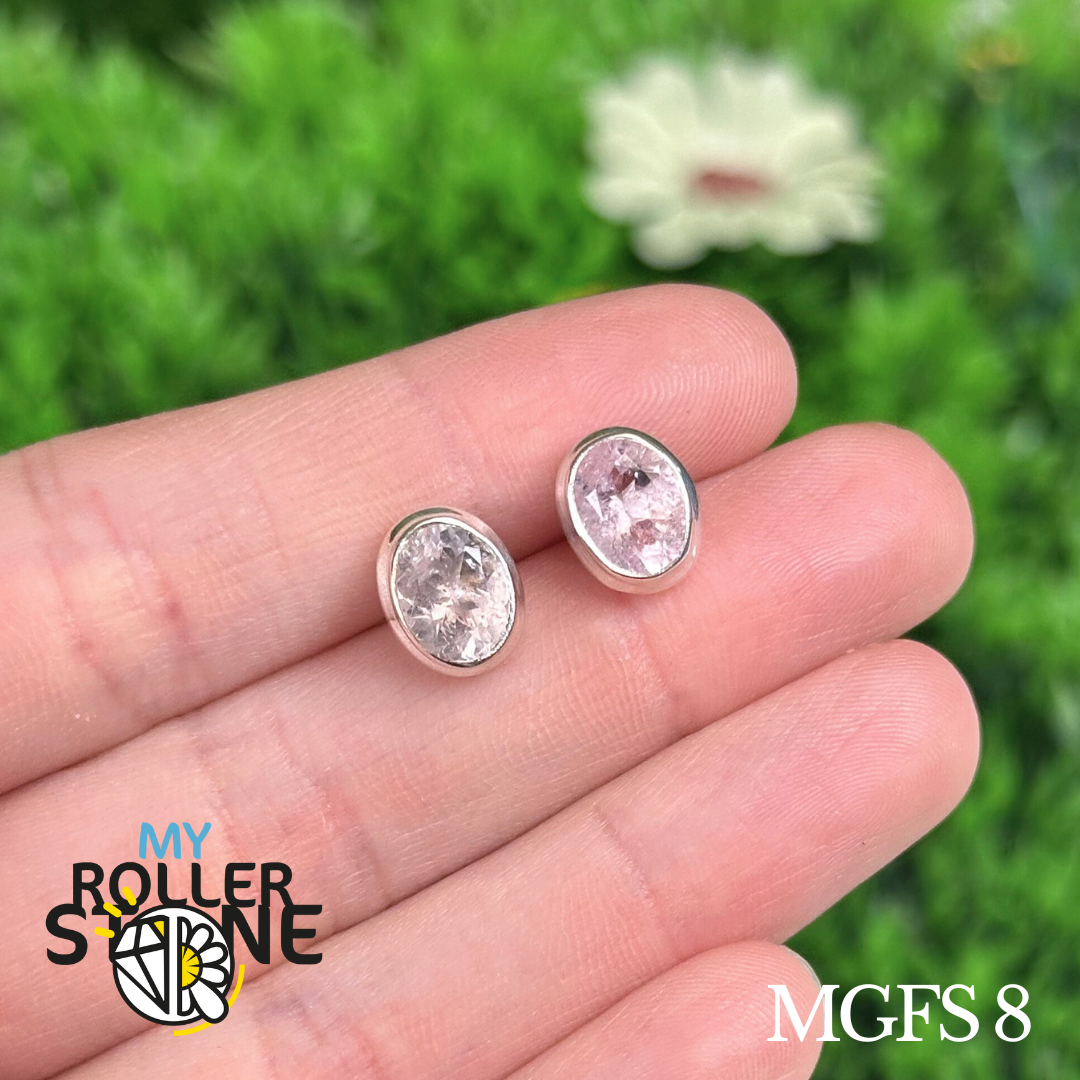 Boucles d’oreilles Argent 925 Morganite #MGFS 8 - Boucles d’oreilles