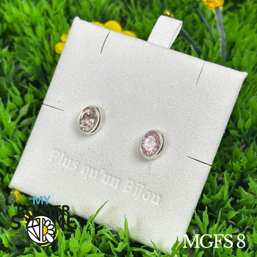 Boucles d’oreilles Argent 925 Morganite #MGFS 8 - Boucles d’oreilles