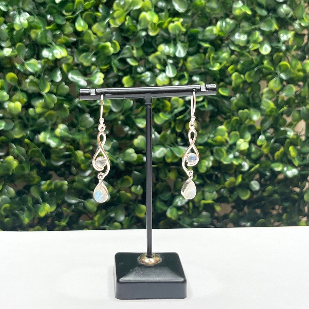 Boucles d'Oreilles Argent Pierre de Lune Arc-en-ciel