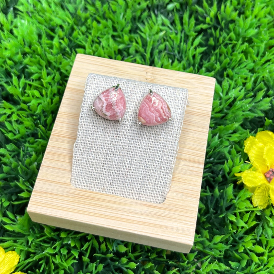Boucles d&#39;Oreilles Rhodochrosite Argent Triangle