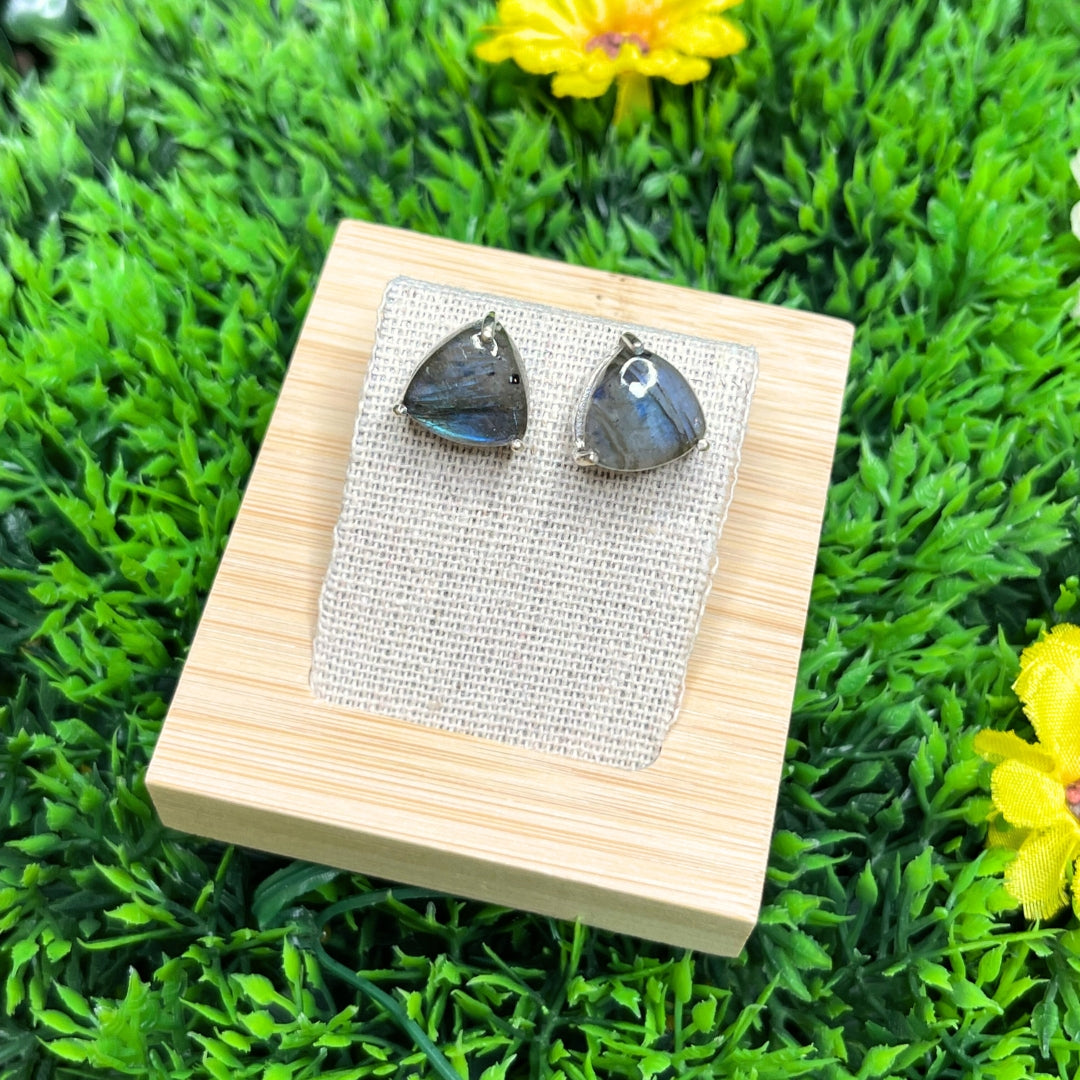 Boucles d'Oreilles Labradorite Argent Triangle