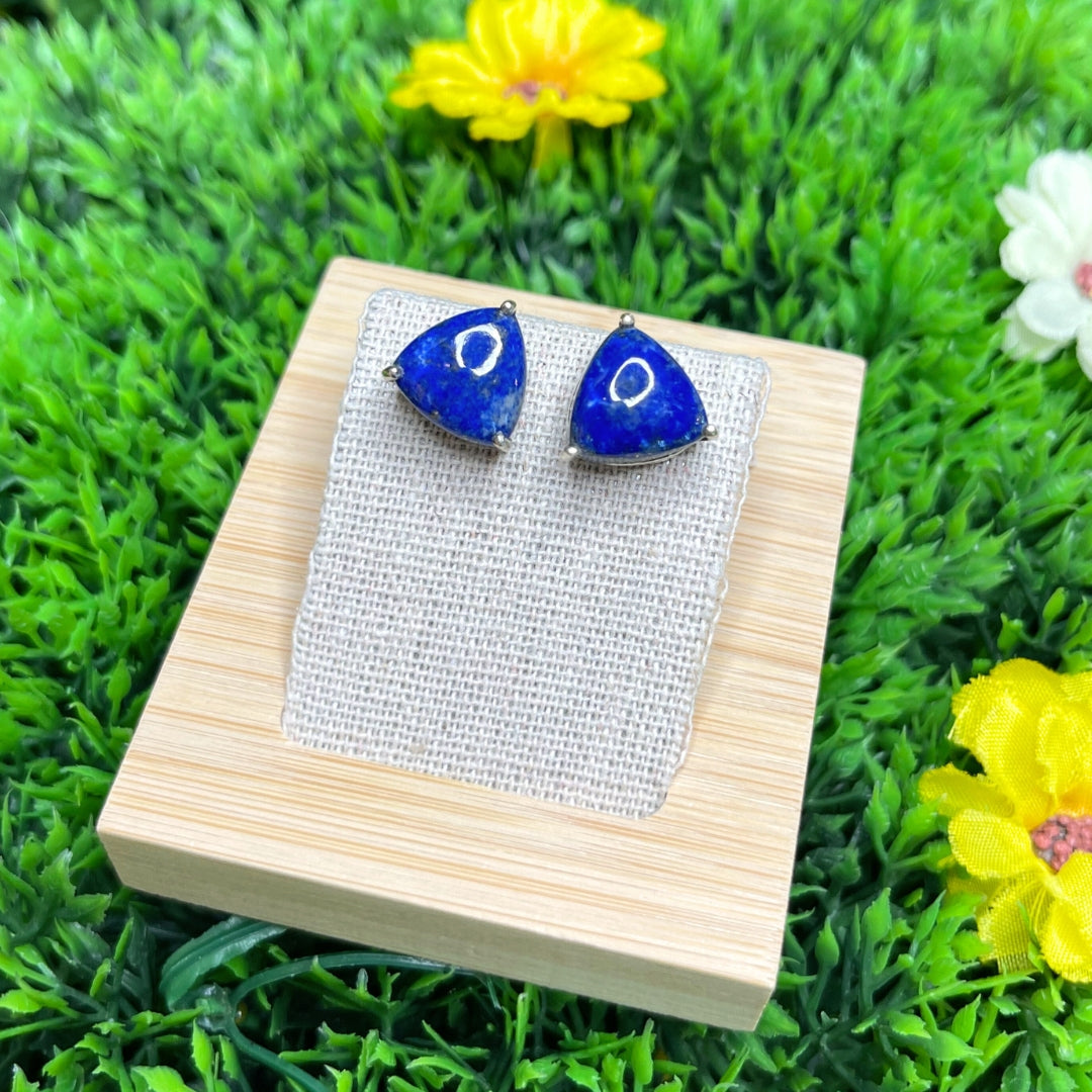 Boucles d'Oreilles Lapis Lazuli Argent Triangle
