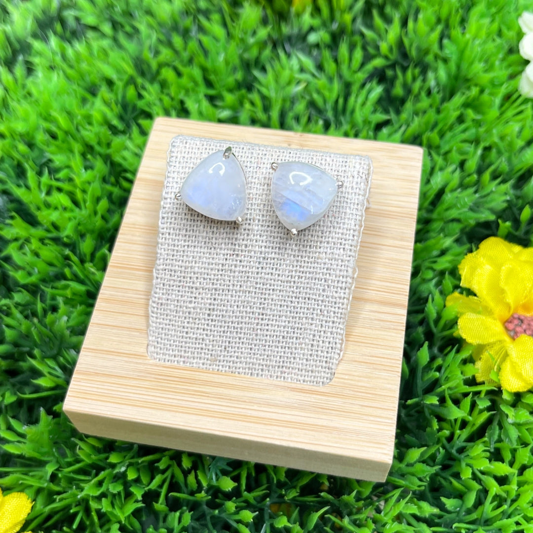 Boucles d'Oreilles Pierre de Lune Argent Triangle