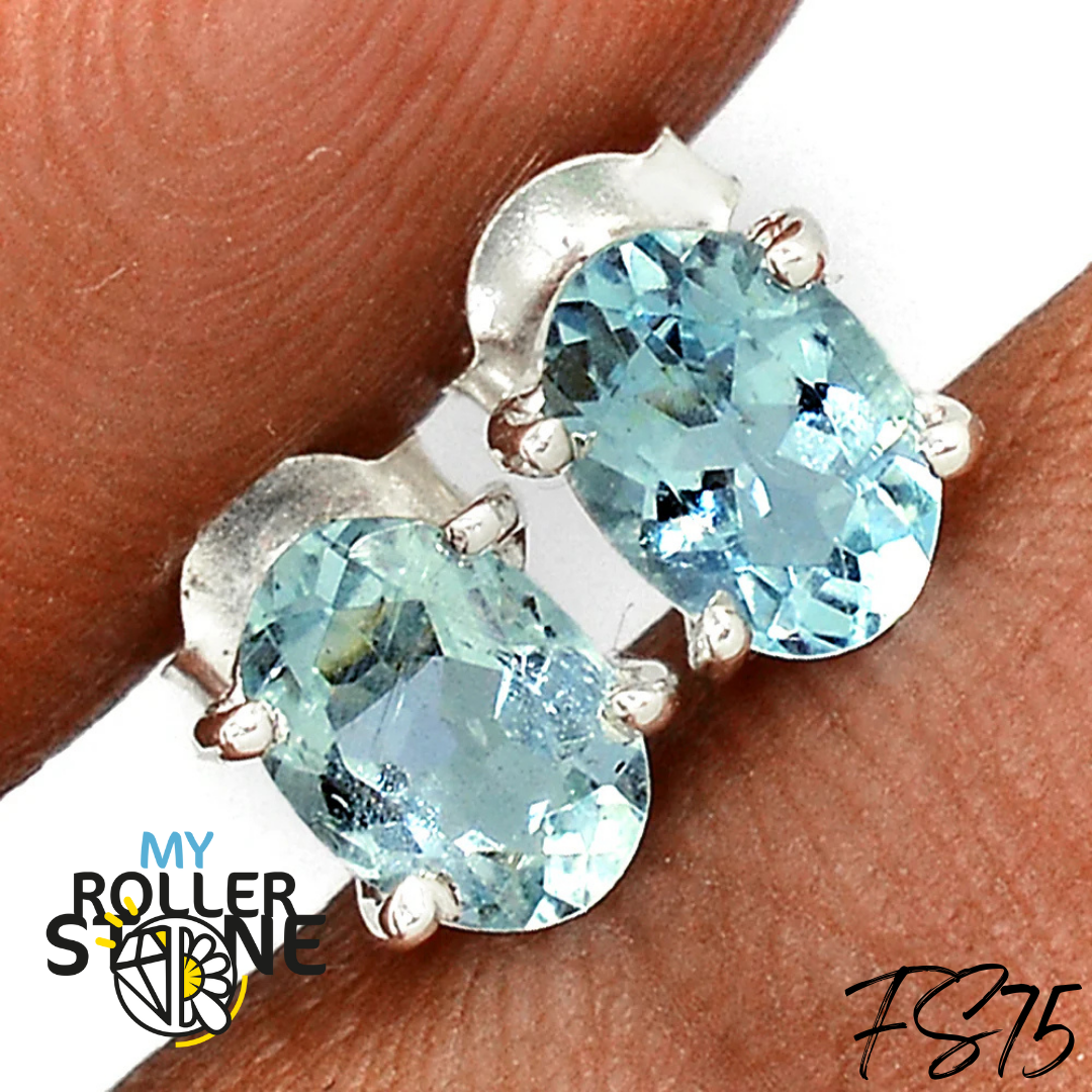 Boucles d’oreilles Facettée Argent 925 Aigue-Marine FS75 - Boucles d’oreilles
