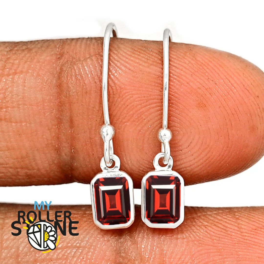 Boucles d’oreilles Grenat Octogonal 6X4 MM