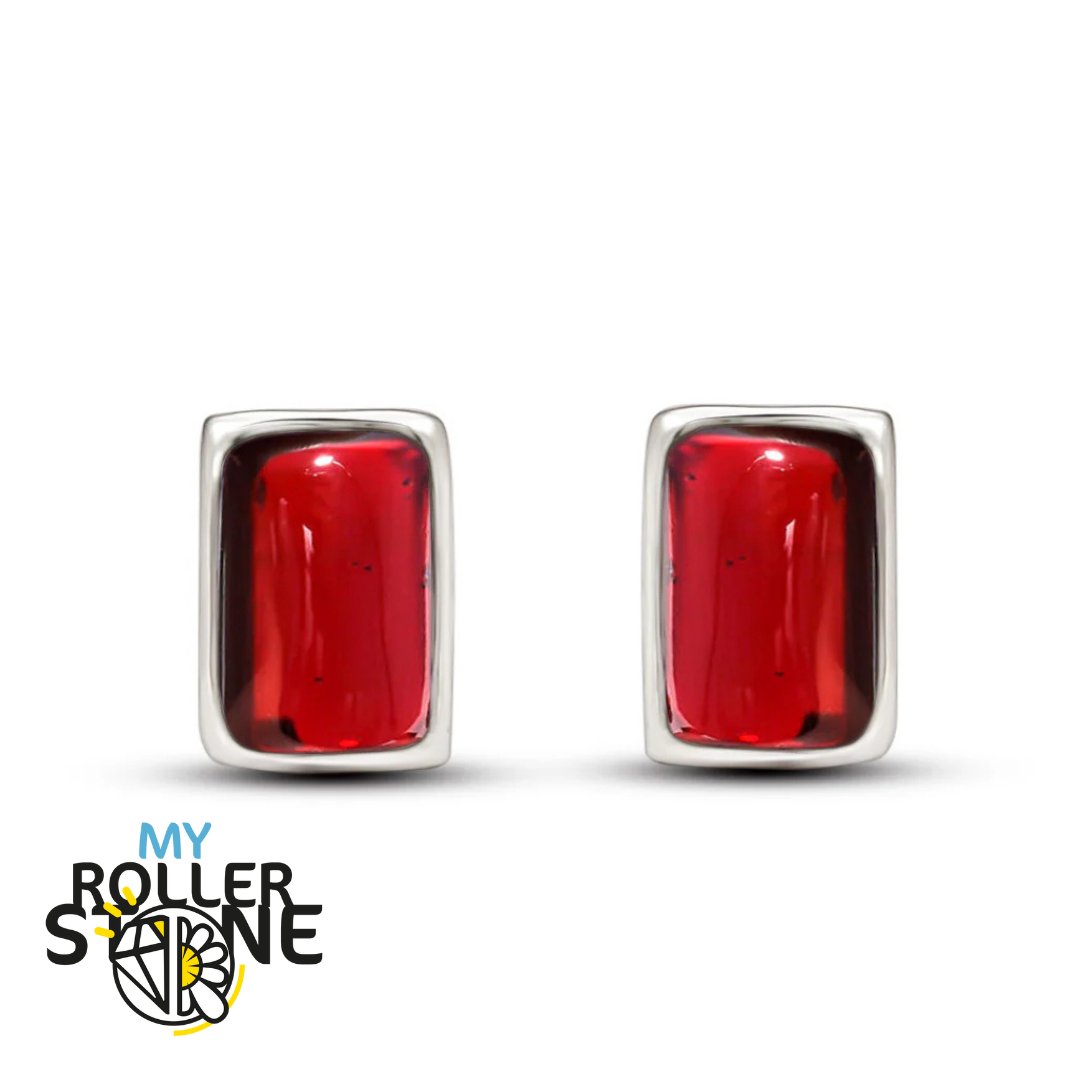 Boucles d’oreilles Grenat Rectangle 6X4 MM