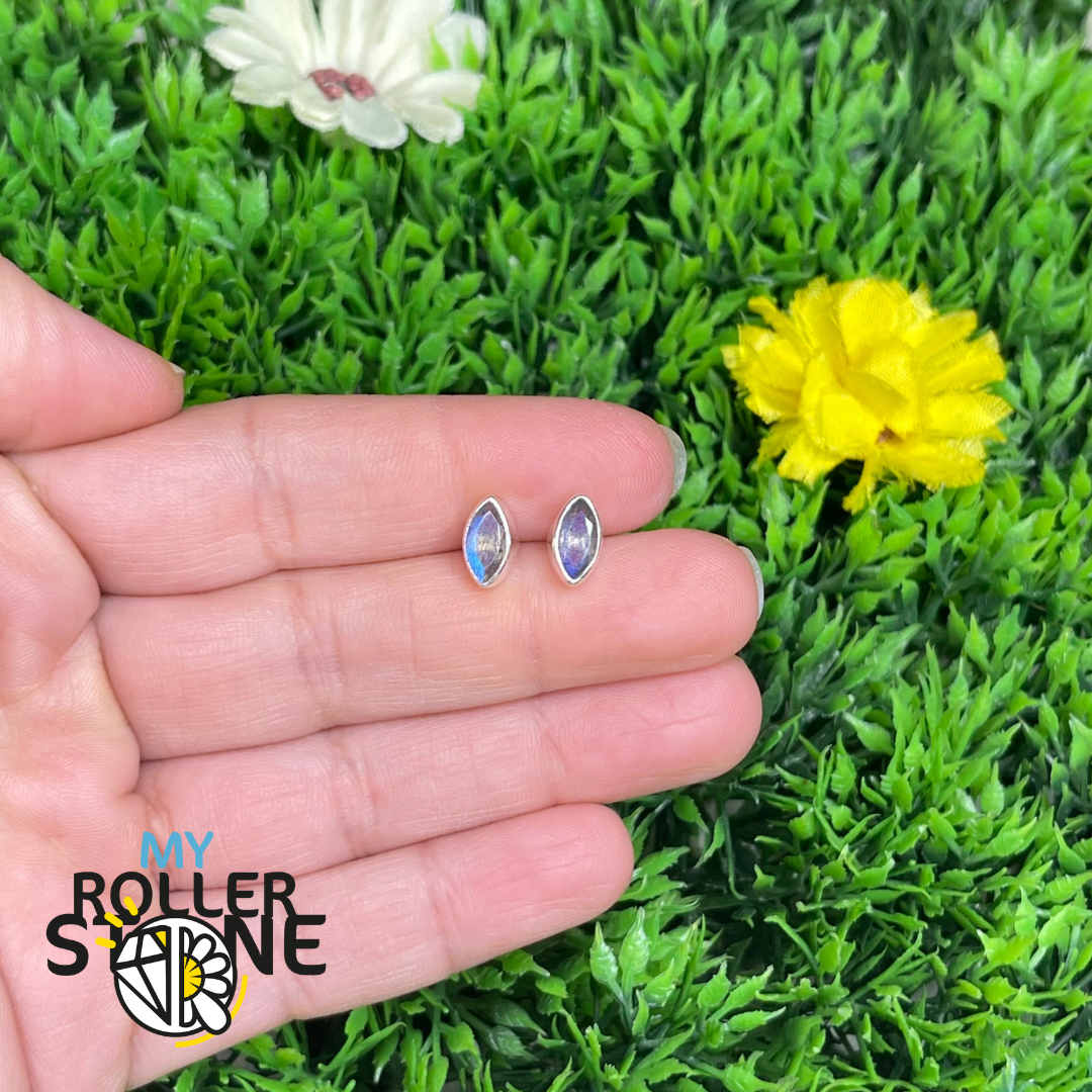 Boucles d’Oreilles Labradorite puce marquise - Boucles d’oreilles