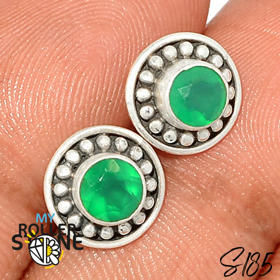 Boucles d’oreilles Onyx verte S185 - Boucles d’oreilles