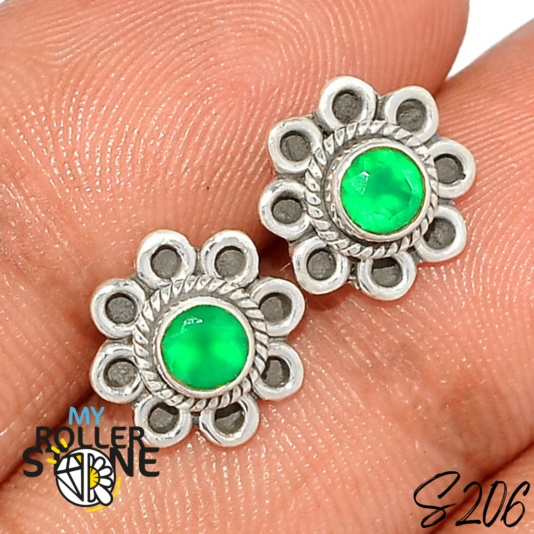 Boucles d’oreilles Onyx verte S206 - Boucles d’oreilles