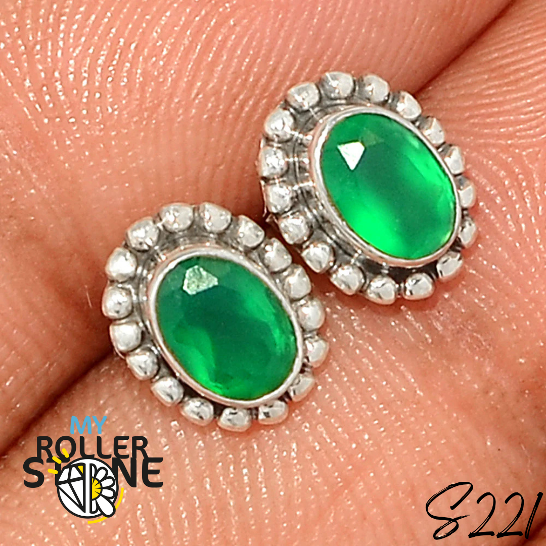 Boucles d’oreilles Onyx verte S221 - Boucles d’oreilles