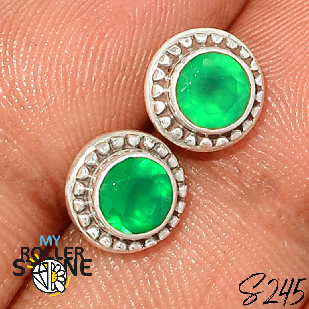 Boucles d’oreilles Onyx verte S245 - Boucles d’oreilles