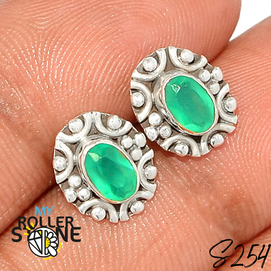 Boucles d’oreilles Onyx verte S254 - Boucles d’oreilles