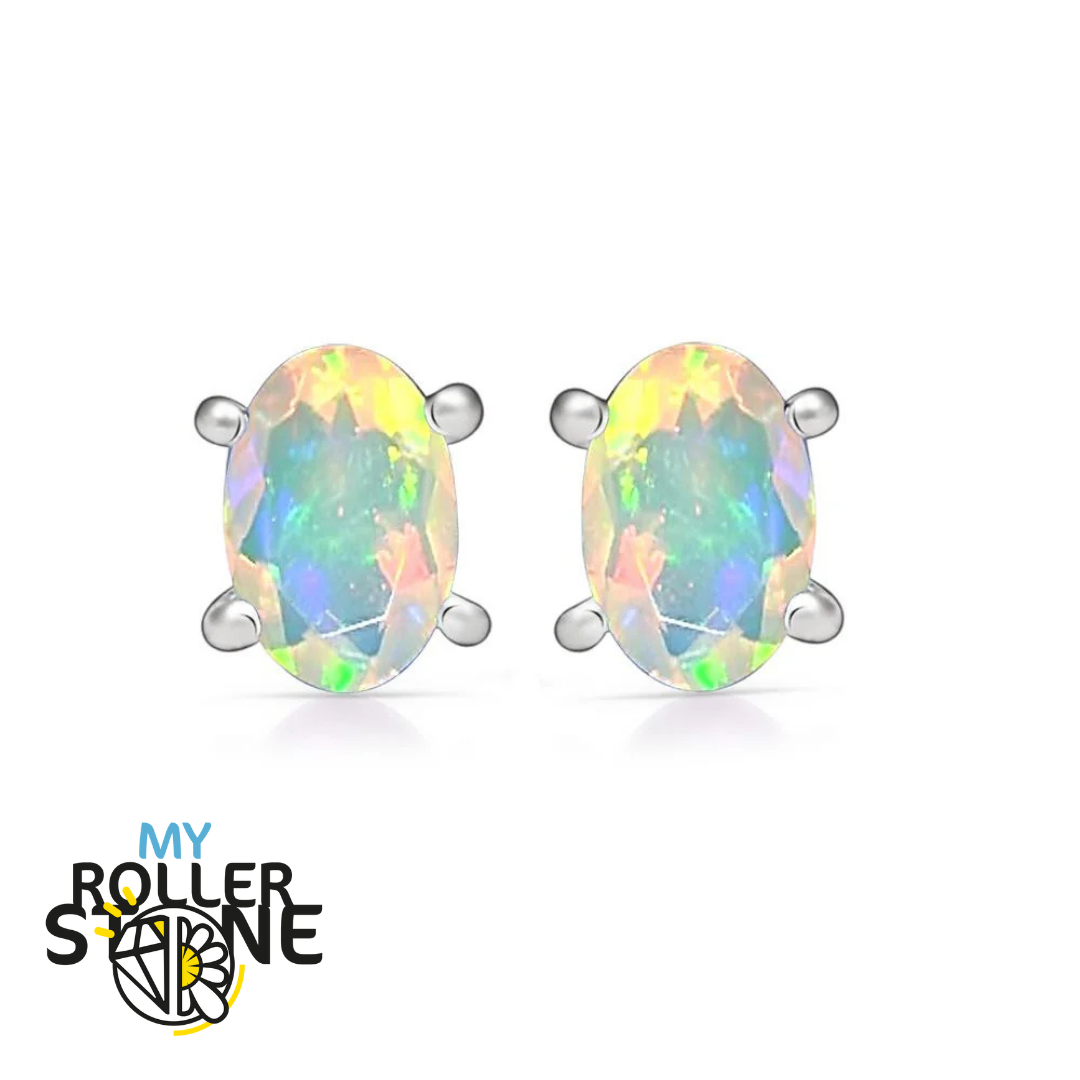 Boucles d’oreilles Opale Éthiopienne Oval 6X4 MM