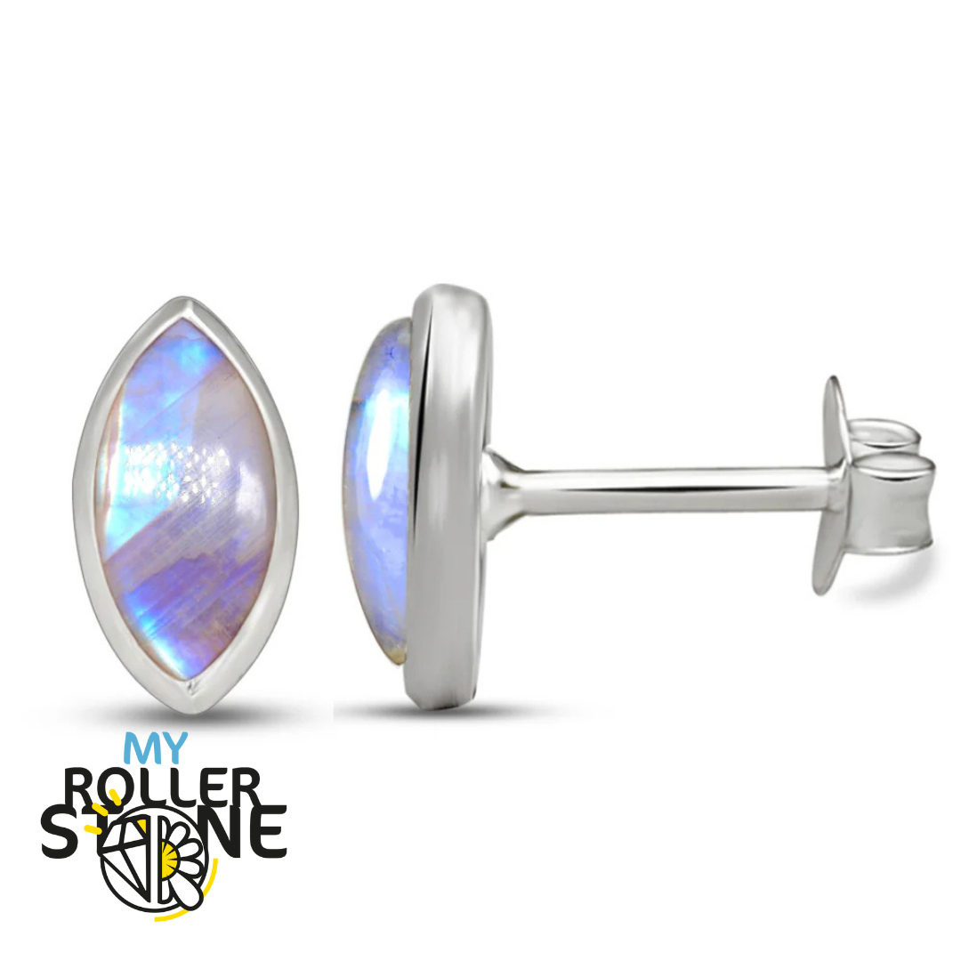 Boucles d’oreilles Pierre de Lune Arc-en-Ciel Marquise 8X4 MM