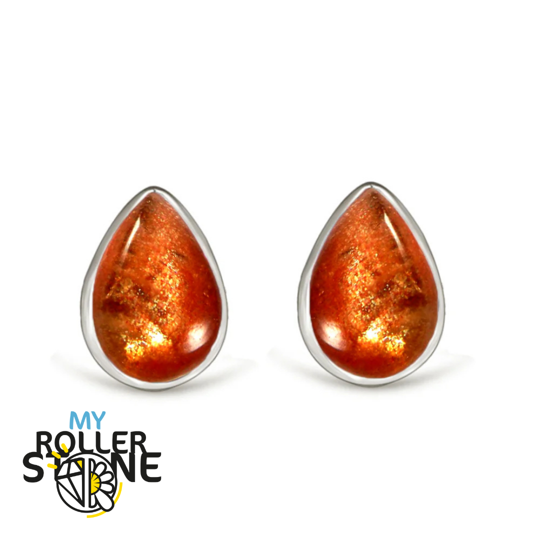 Boucles d’oreilles Pierre du soleil Poire 7X5 MM