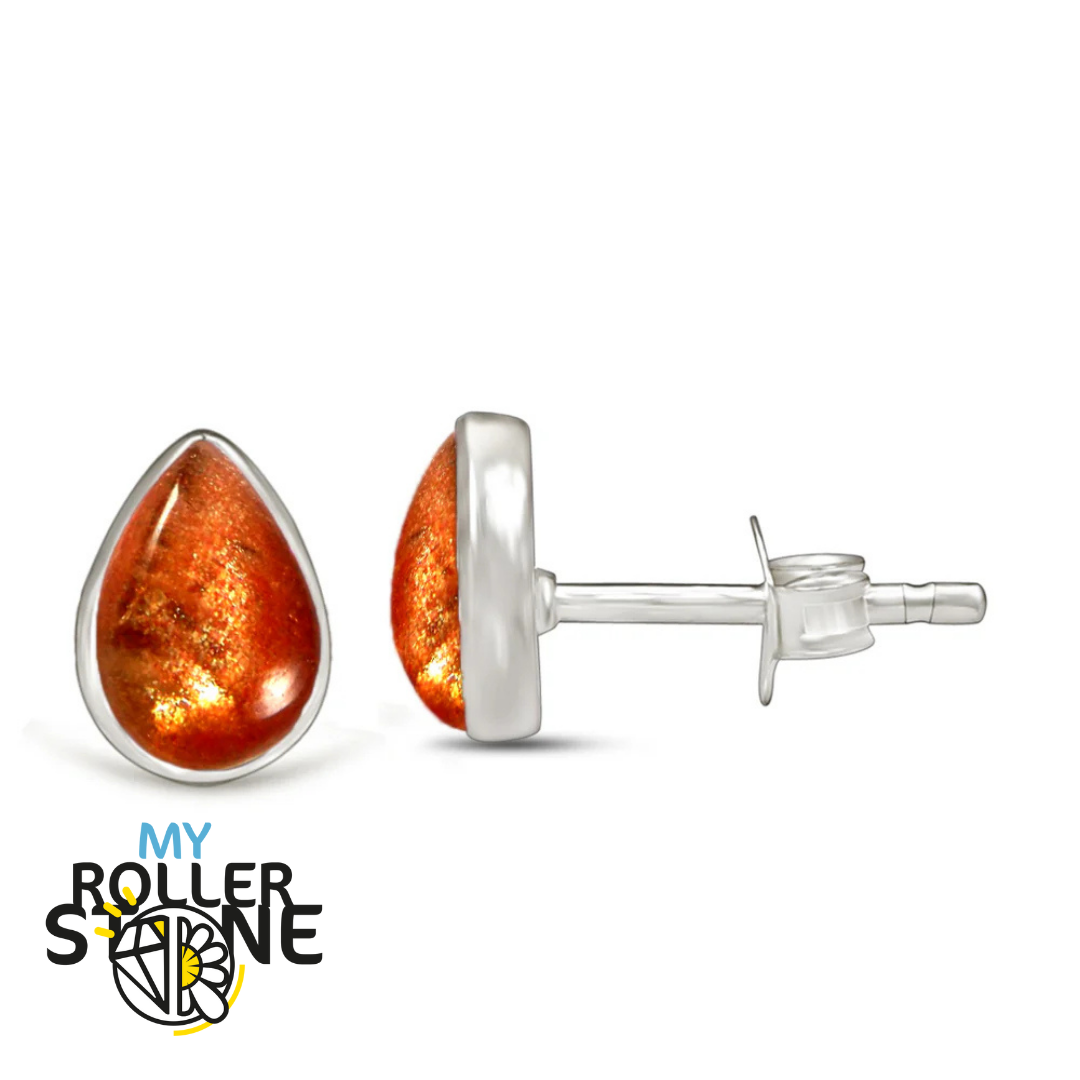Boucles d’oreilles Pierre du soleil Poire 7X5 MM