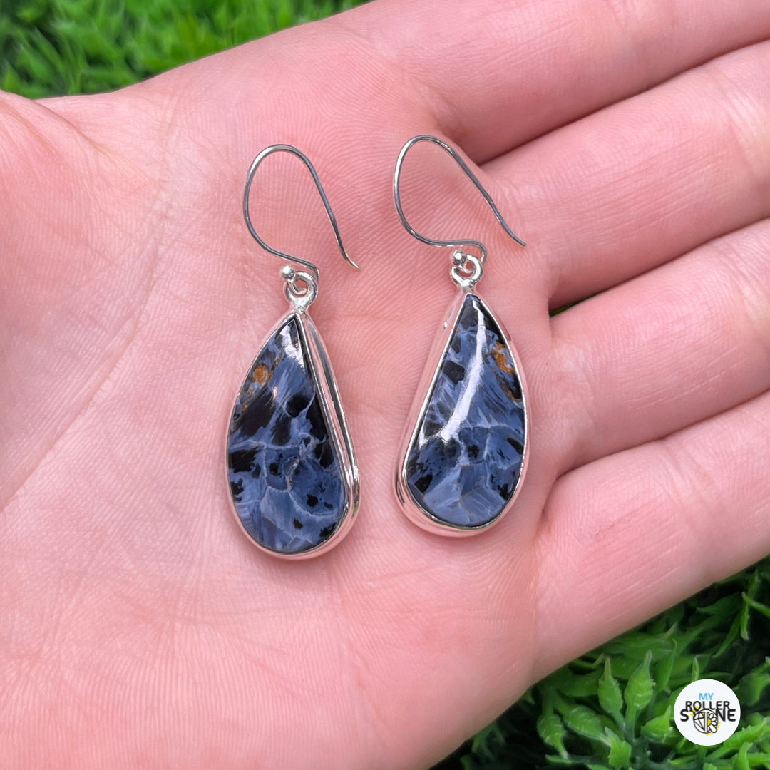 Boucles d'oreilles Pietersite Bleue #2