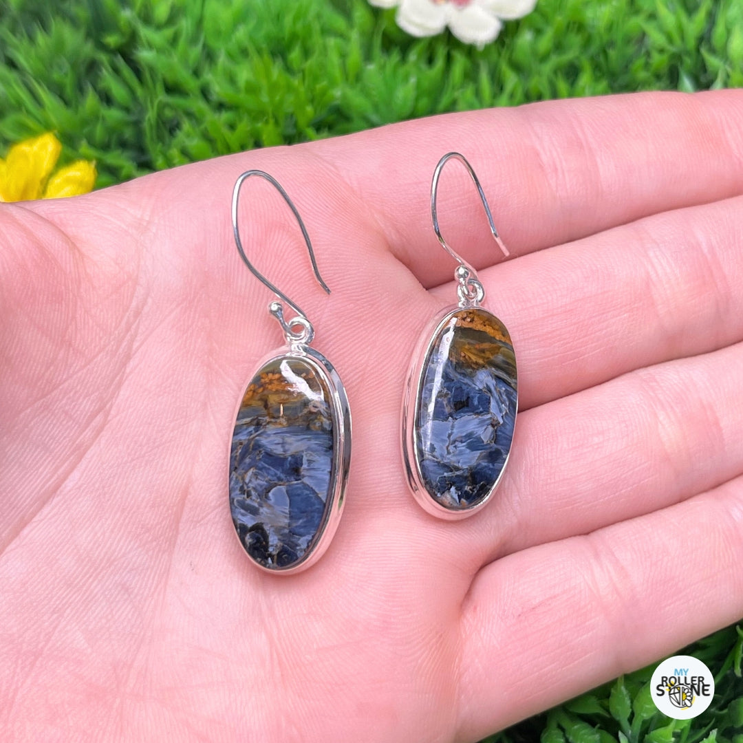 Boucles d'oreilles Pietersite Bleue #3