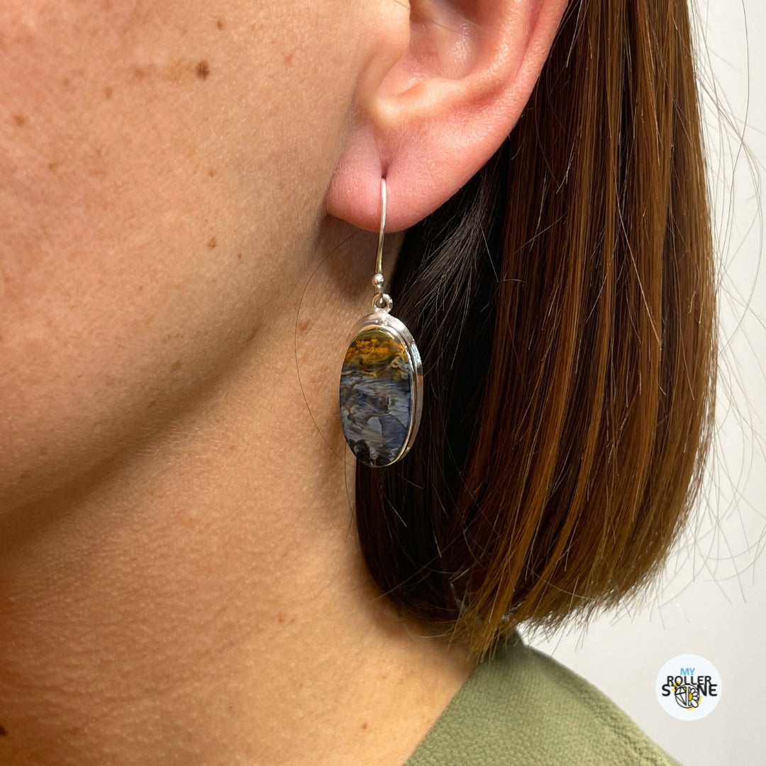Boucles d'oreilles Pietersite Bleue #3
