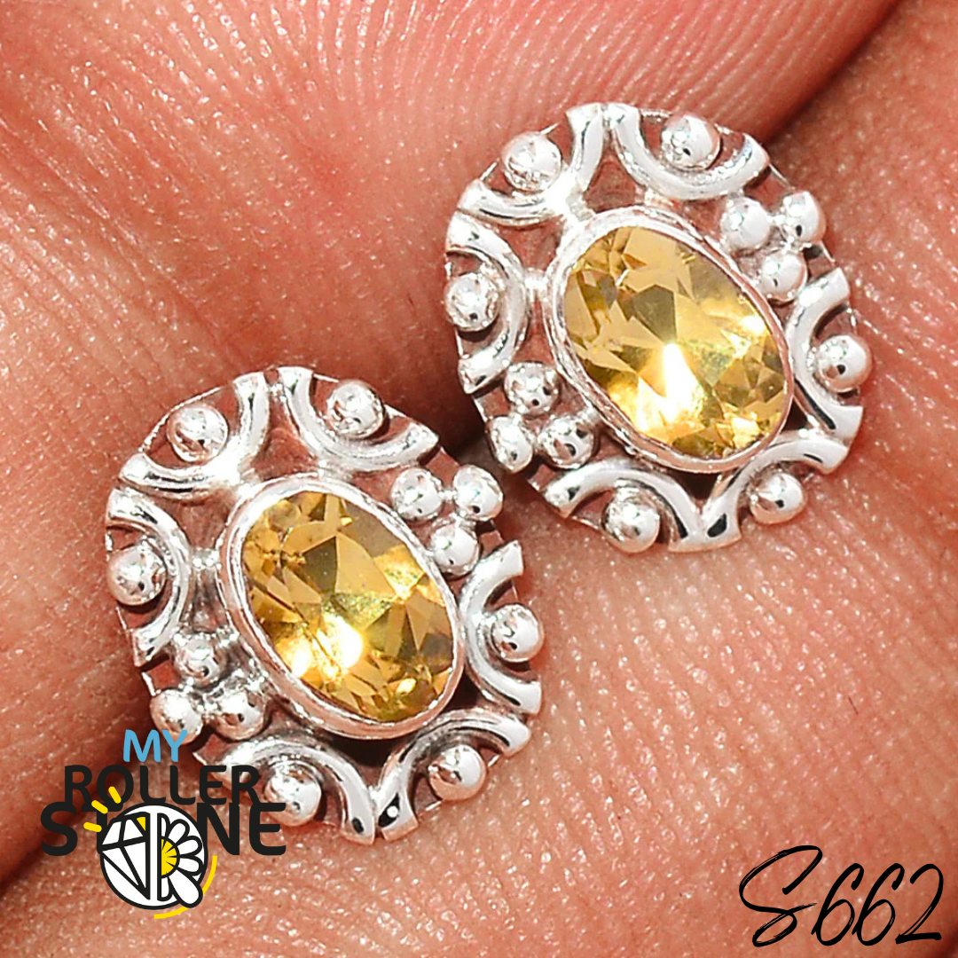 Boucles d’Oreilles puce Argent Citrine S662 - Bagues
